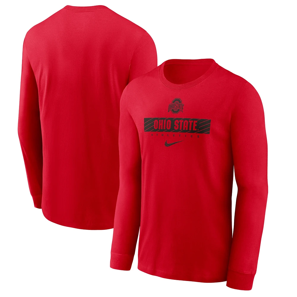 T-shirt à manches longues Nike Scarlet Ohio State Buckeyes 2024 Sideline Legend Performance pour homme