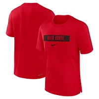 T-shirt Nike Scarlet Ohio State Buckeyes 2024 Sideline Player Performance Tri-Blend pour homme