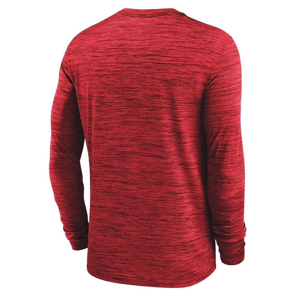 T-shirt à manches longues Nike Scarlet Ohio State Buckeyes Sideline Velocity Performance pour homme