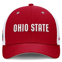 Men's Nike Scarlet Ohio State Buckeyes 2025 Dugout Coaches Rise Performance Trucker Adjustable Hat