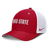 Men's Nike Scarlet Ohio State Buckeyes 2025 Dugout Coaches Rise Performance Trucker Adjustable Hat