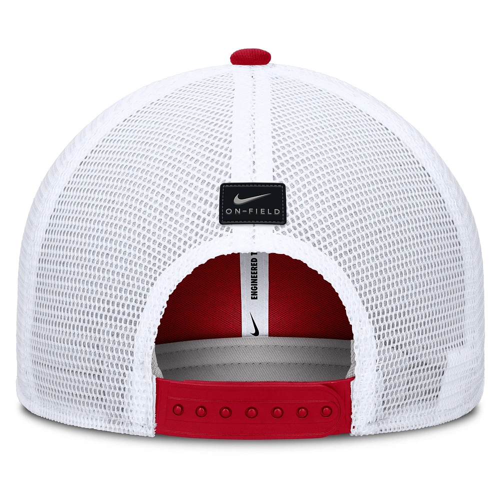 Men's Nike Scarlet Ohio State Buckeyes 2025 Dugout Coaches Rise Performance Trucker Adjustable Hat