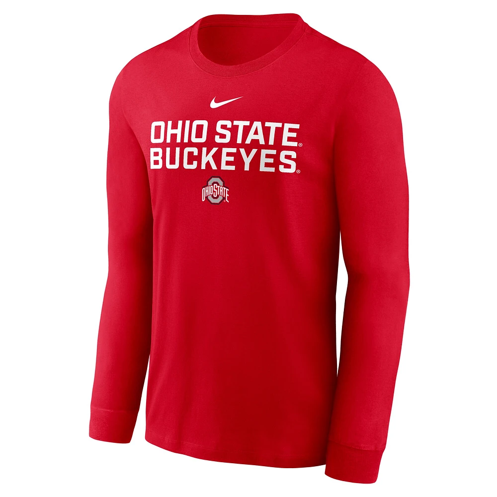 Men's Nike Scarlet Ohio State Buckeyes 2025 Sideline Performance Long Sleeve T-Shirt