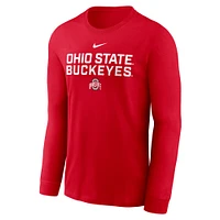 Men's Nike Scarlet Ohio State Buckeyes 2025 Sideline Performance Long Sleeve T-Shirt