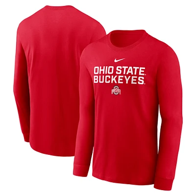 Men's Nike Scarlet Ohio State Buckeyes 2025 Sideline Performance Long Sleeve T-Shirt