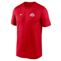 T-shirt Nike Scarlet Ohio State Buckeyes 2025 pour homme avec petit logo Legend Performance