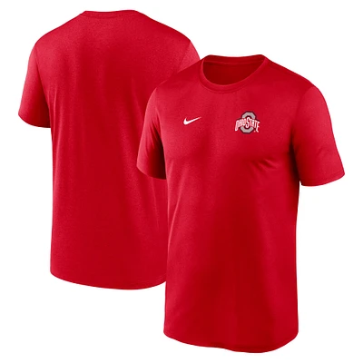 T-shirt Nike Scarlet Ohio State Buckeyes 2025 pour homme avec petit logo Legend Performance