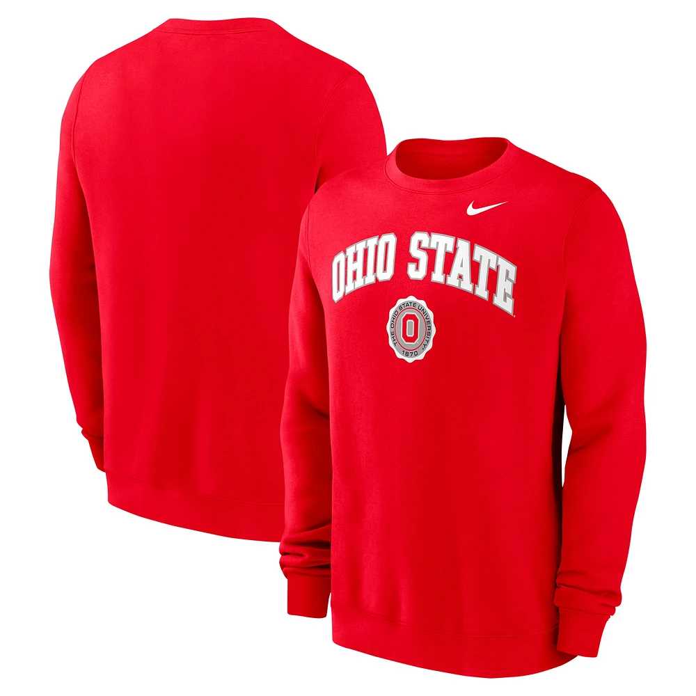 Men's Nike Scarlet Ohio State Buckeyes Arched Seal Pullover Sweatshirt