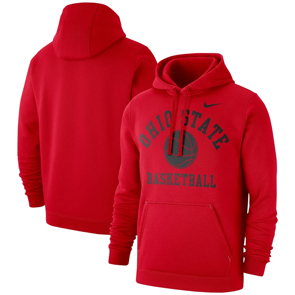 Men's Nike Scarlet Ohio State Buckeyes Basketball Club Fleece Pullover Hoodie
