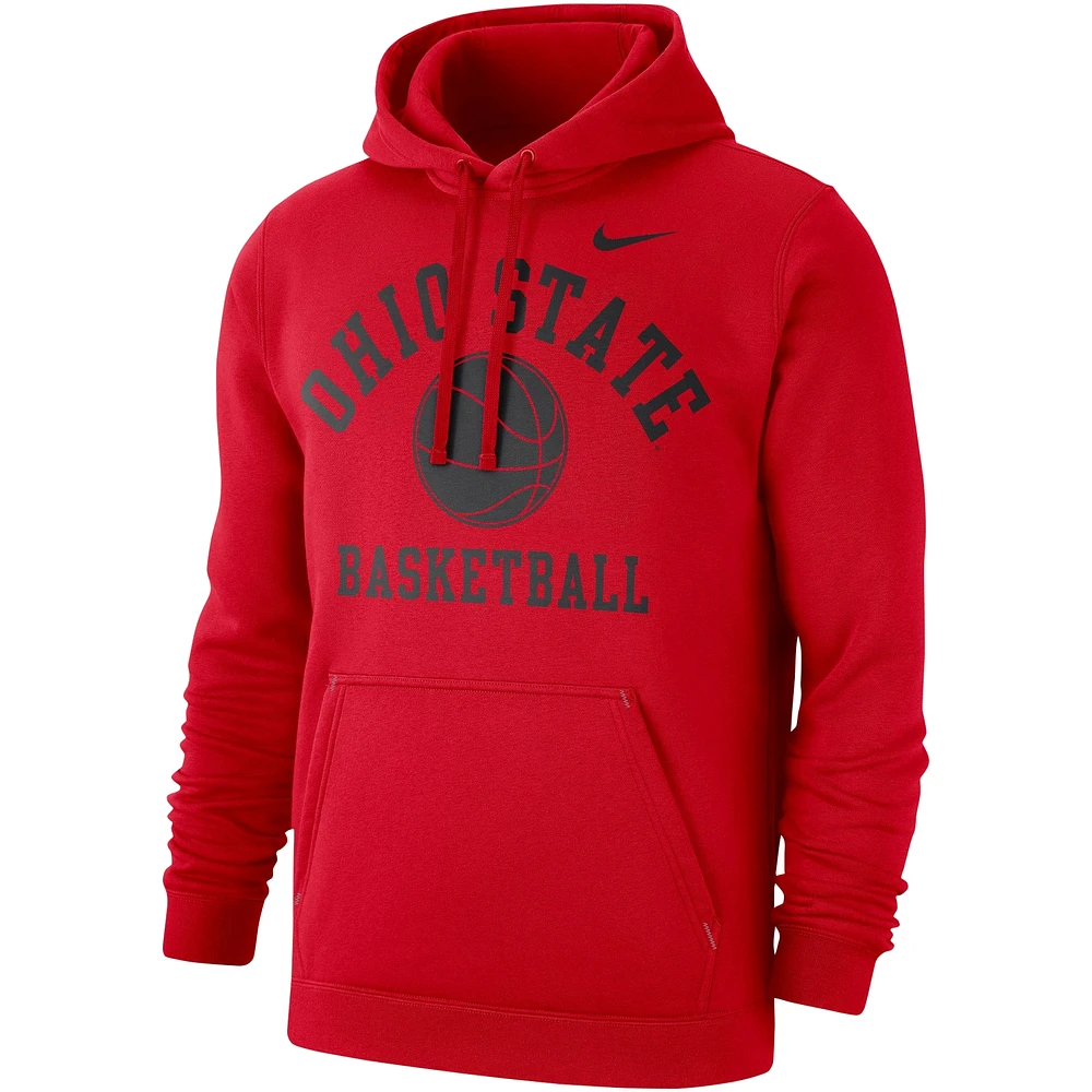 Men's Nike Scarlet Ohio State Buckeyes Basketball Club Fleece Pullover Hoodie