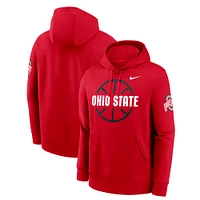 Men's Nike Scarlet Ohio State Buckeyes Basketball Icon Club Fleece Pullover Hoodie