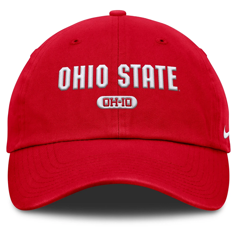 Casquette ajustable Nike Scarlet Ohio State Buckeyes Club pour homme