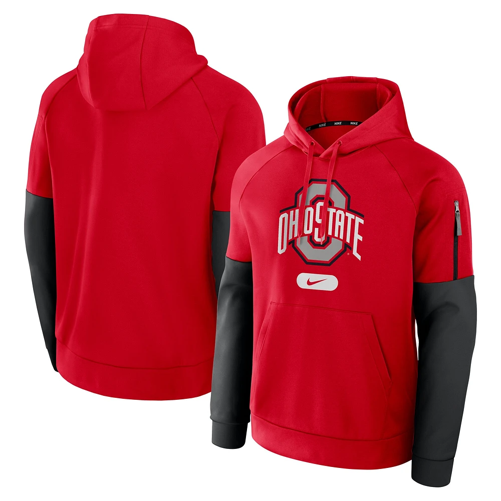 Sweat à capuche Nike Scarlet Ohio State Buckeyes Fitness Performance pour homme