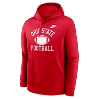 Men's Nike Scarlet Ohio State Buckeyes Legacy Football Icon Club Fleece Pullover Hoodie