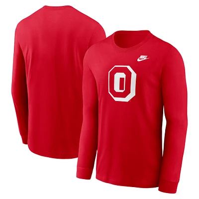 T-shirt à manches longues avec logo principal Legacy des Ohio State Buckeyes de Nike Scarlet pour homme