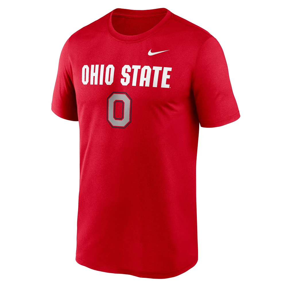 Men's Nike Scarlet Ohio State Buckeyes Lockup Legend Performance T-Shirt