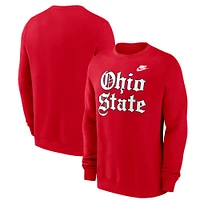 Sweat-shirt en molleton Old English Nike Scarlet Ohio State Buckeyes pour homme