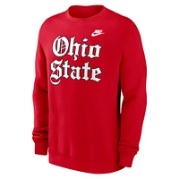 Sweat-shirt en molleton Old English Nike Scarlet Ohio State Buckeyes pour homme