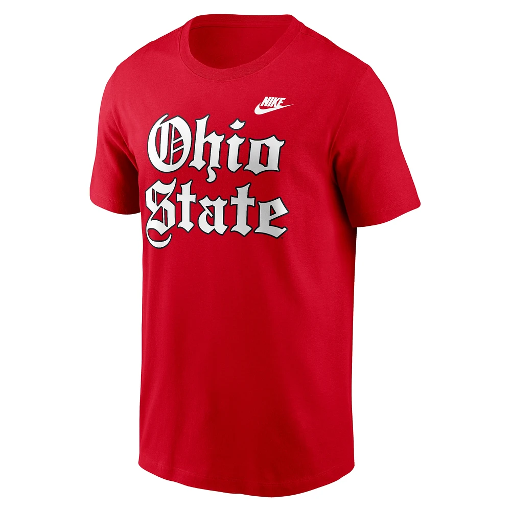 T-shirt Nike Scarlet Ohio State Buckeyes Old English pour homme