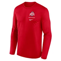 Men's Nike Scarlet Ohio State Buckeyes Primary Stack Legend Performance Long Sleeve T-Shirt