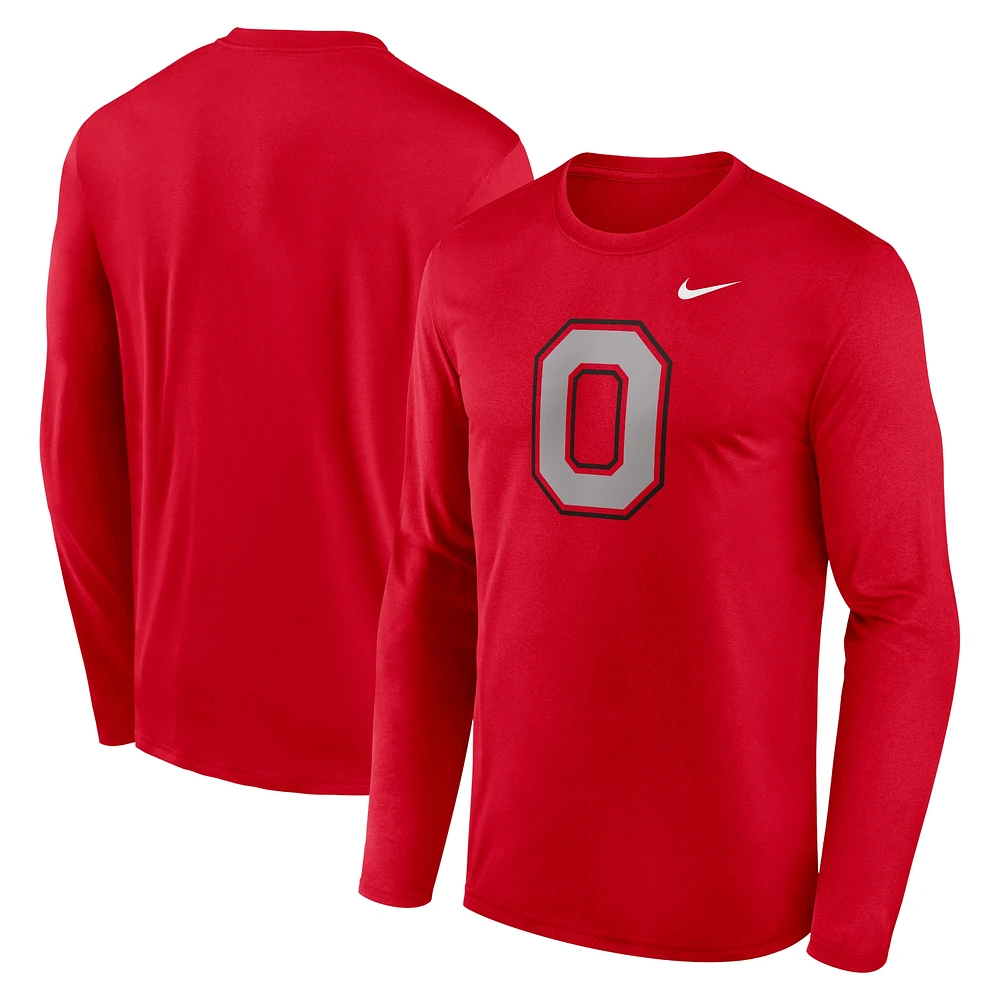 T-shirt à manches longues Nike Scarlet Ohio State Buckeyes Primetime Alternate Logo Legend pour homme