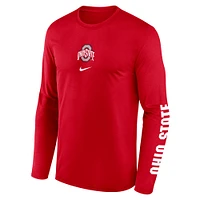 Men's Nike  Scarlet Ohio State Buckeyes Primetime Center Lockup Two-Hit Legend Long Sleeve T-Shirt