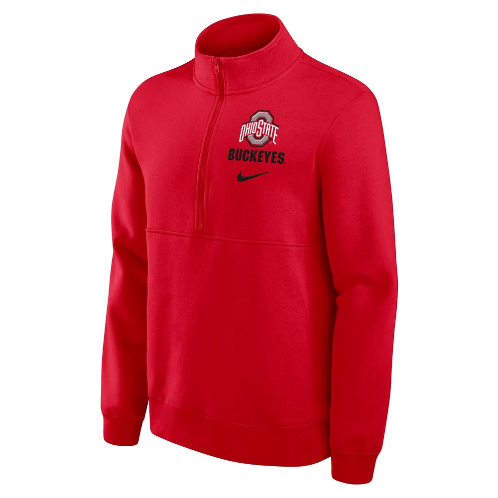 Men's Nike Scarlet Ohio State Buckeyes Primetime Club Half-Zip Sweatshirt