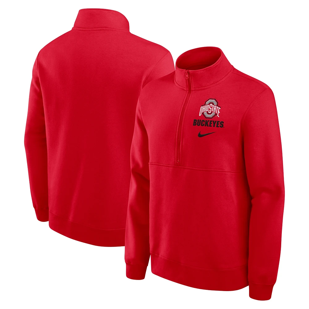 Sweat-shirt à demi-zip Nike Scarlet Ohio State Buckeyes Primetime Club pour homme