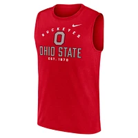 Men's Nike Scarlet Ohio State Buckeyes Primetime Legend Mascot Lock Up Performance Muscle Tank Top