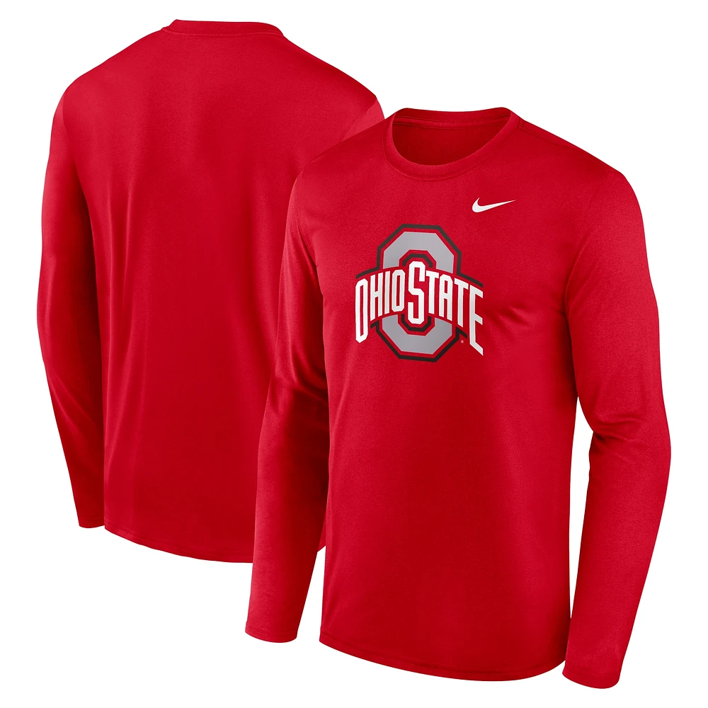 Men's Nike Scarlet Ohio State Buckeyes Primetime Primary Legend Long Sleeve T-Shirt