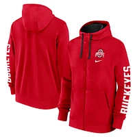 Men's Nike Scarlet Ohio State Buckeyes Primetime Primary Mascot Full-Zip Hoodie