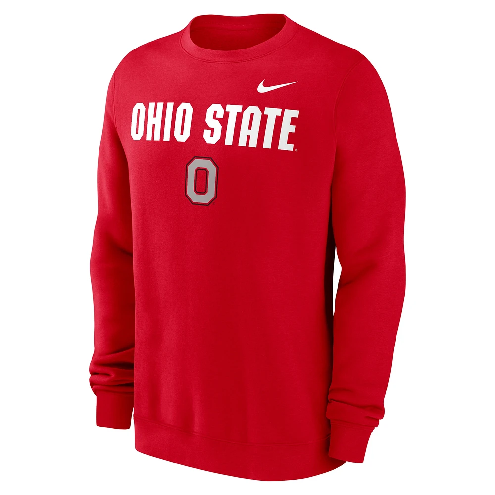 Men's Nike Scarlet Ohio State Buckeyes Primetime Primary Stack Pullover Sweatshirt