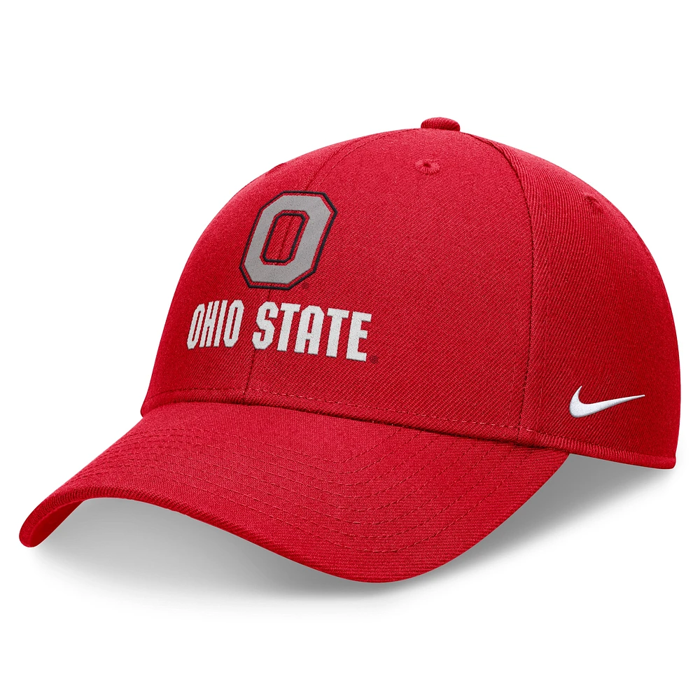 Casquette réglable Nike Scarlet Ohio State Buckeyes Primetime Rise pour homme