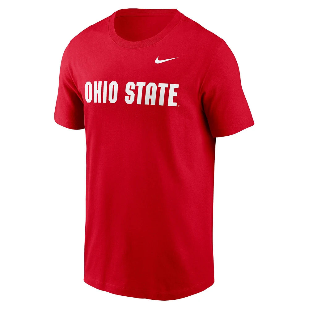 T-shirt Nike Scarlet Ohio State Buckeyes Primetime Wordmark pour homme