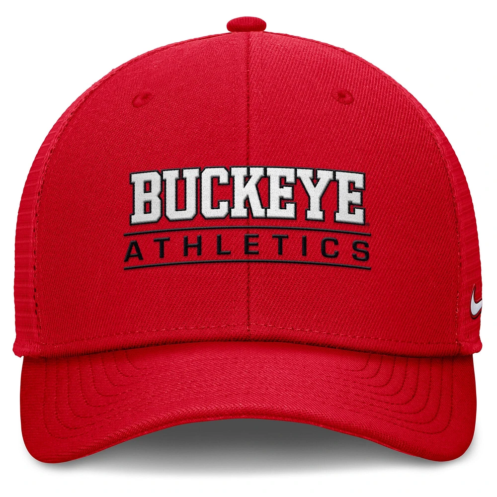 Casquette ajustable Nike Scarlet Ohio State Buckeyes Rise pour homme