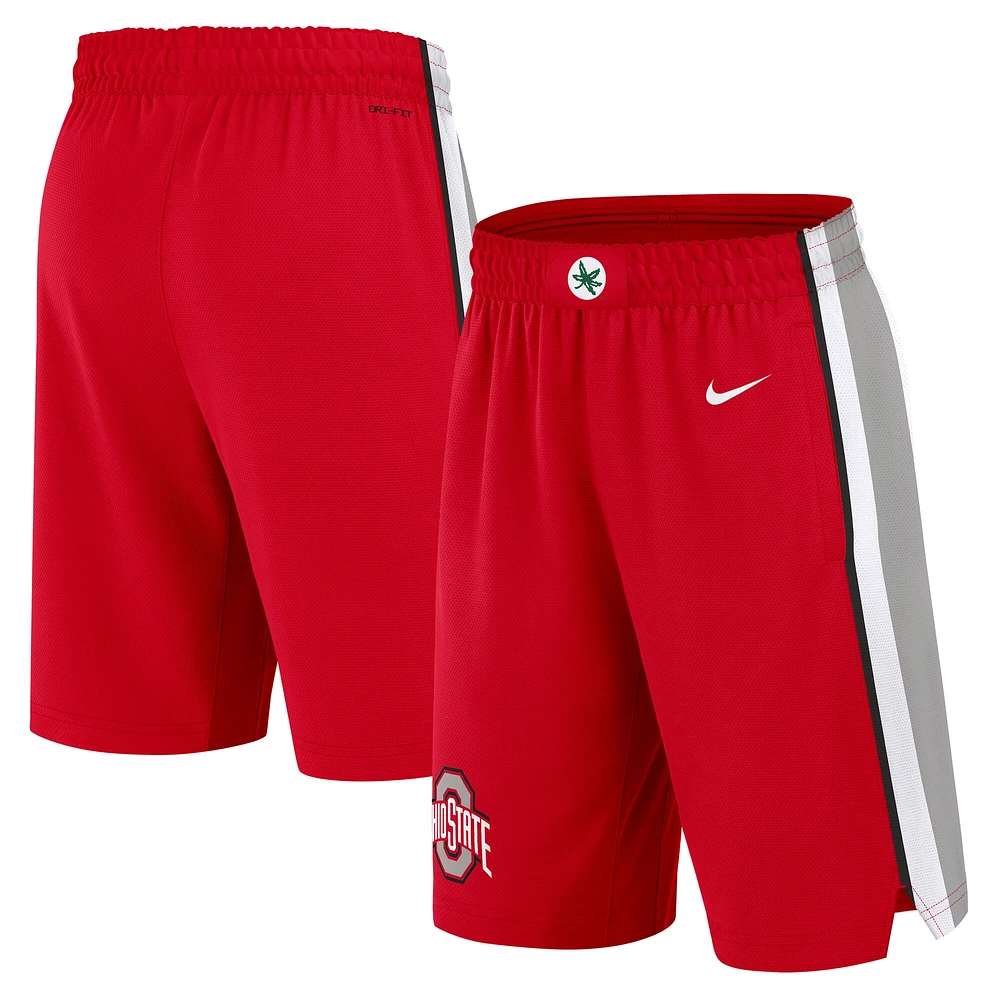 Short de basket-ball Nike Scarlet Ohio State Buckeyes Road Replica Performance pour homme