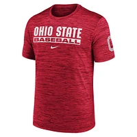 Men's Nike Scarlet Ohio State Buckeyes Velocity Baseball Wordmark Stack Performance T-Shirt