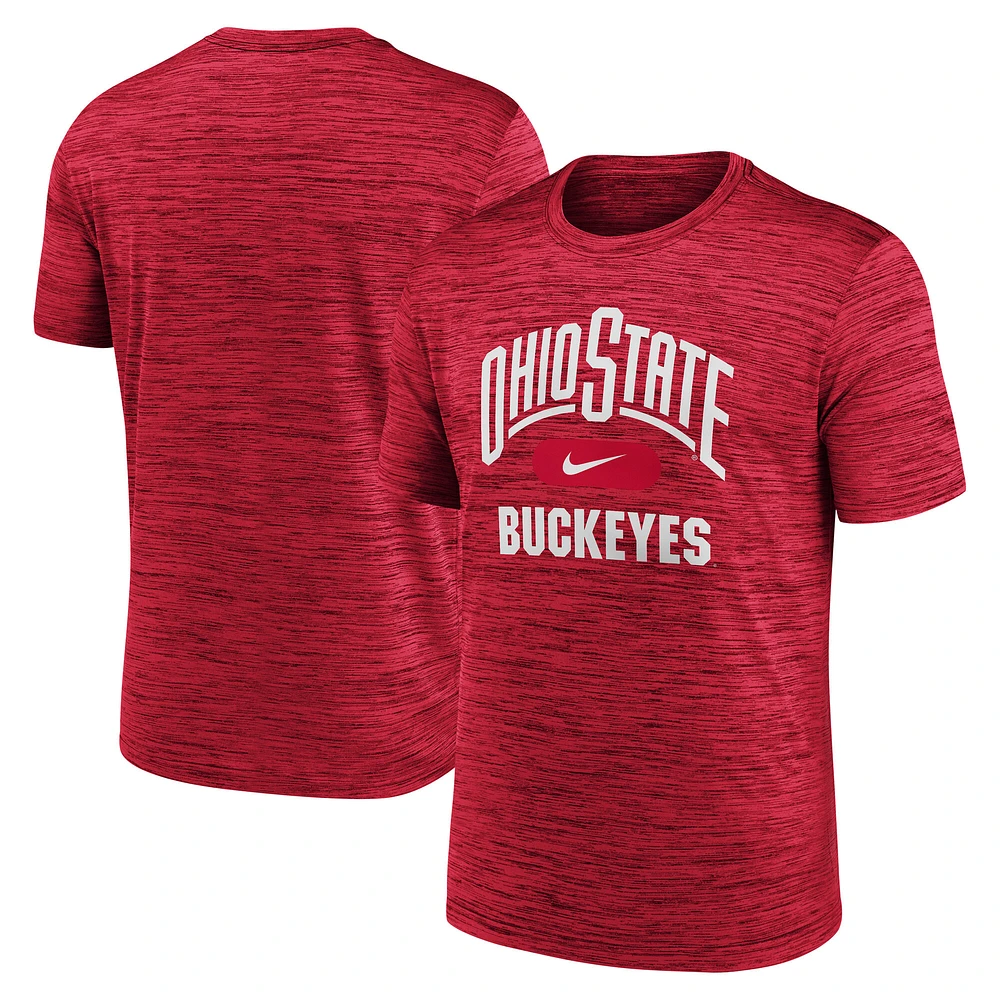 T-shirt de performance Nike Scarlet Ohio State Buckeyes Velocity Mascot pour homme