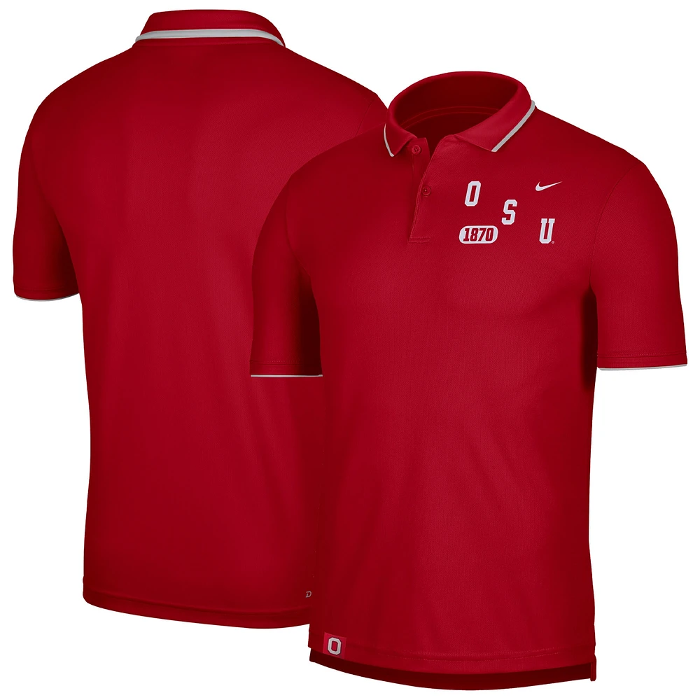 Polo performance Nike Scarlet Ohio State Buckeyes Wordmark pour Homme