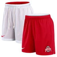 Short de sport réversible Nike Primetime Ohio State Buckeyes blanc/écarlate pour homme