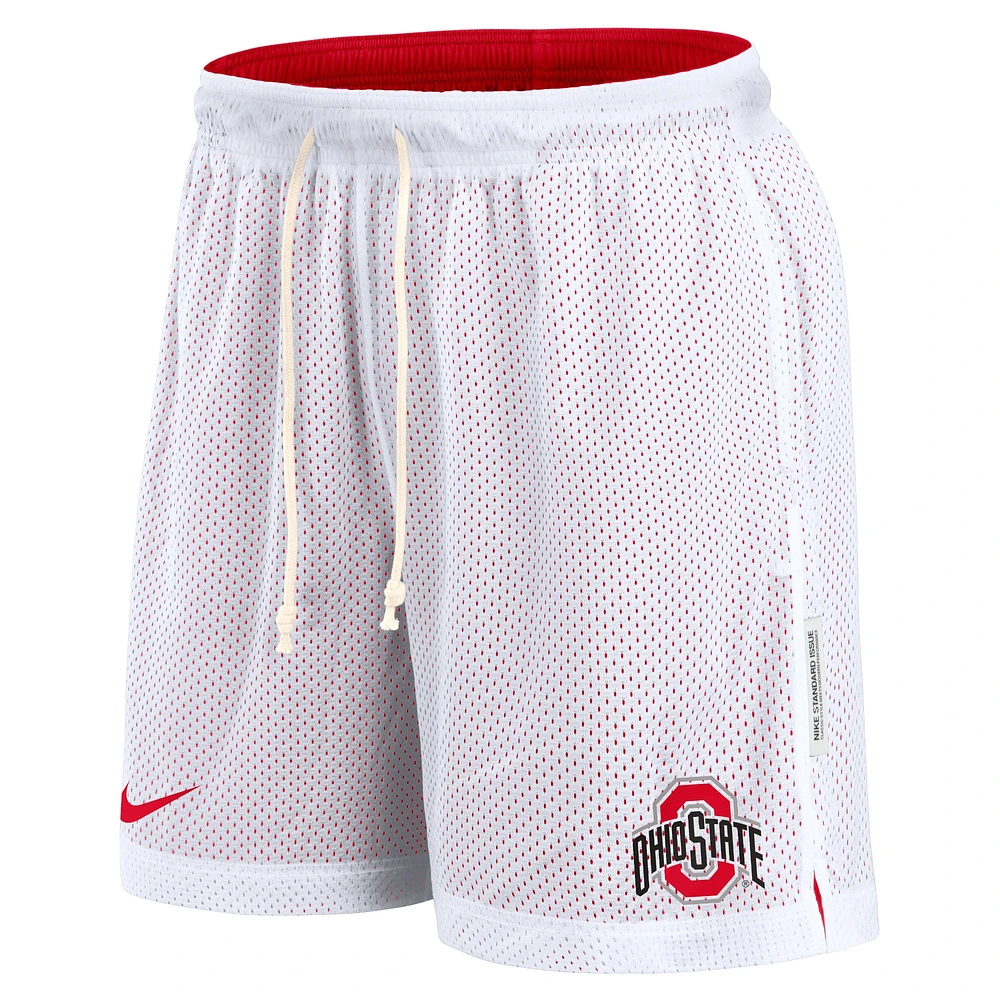 Short de sport réversible Nike Primetime Ohio State Buckeyes blanc/écarlate pour homme