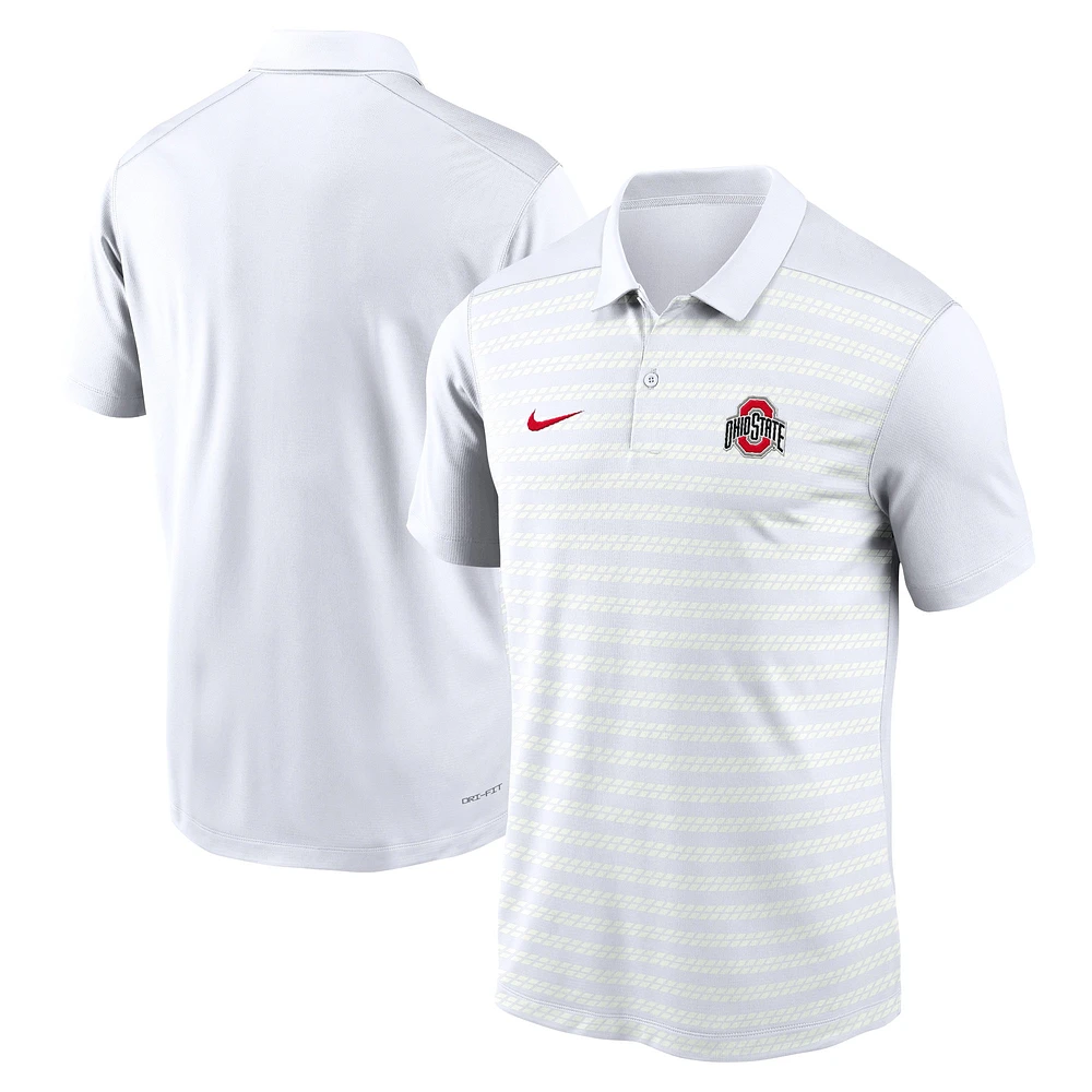 Polo de performance ligne touche des entraîneurs début saison 2024 Nike blanc l'Ohio State Buckeyes pour homme