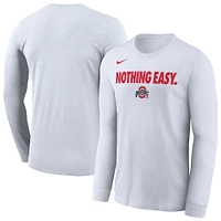 Men's Nike White Ohio State Buckeyes 2025 On-Court Bench Long Sleeve T-Shirt