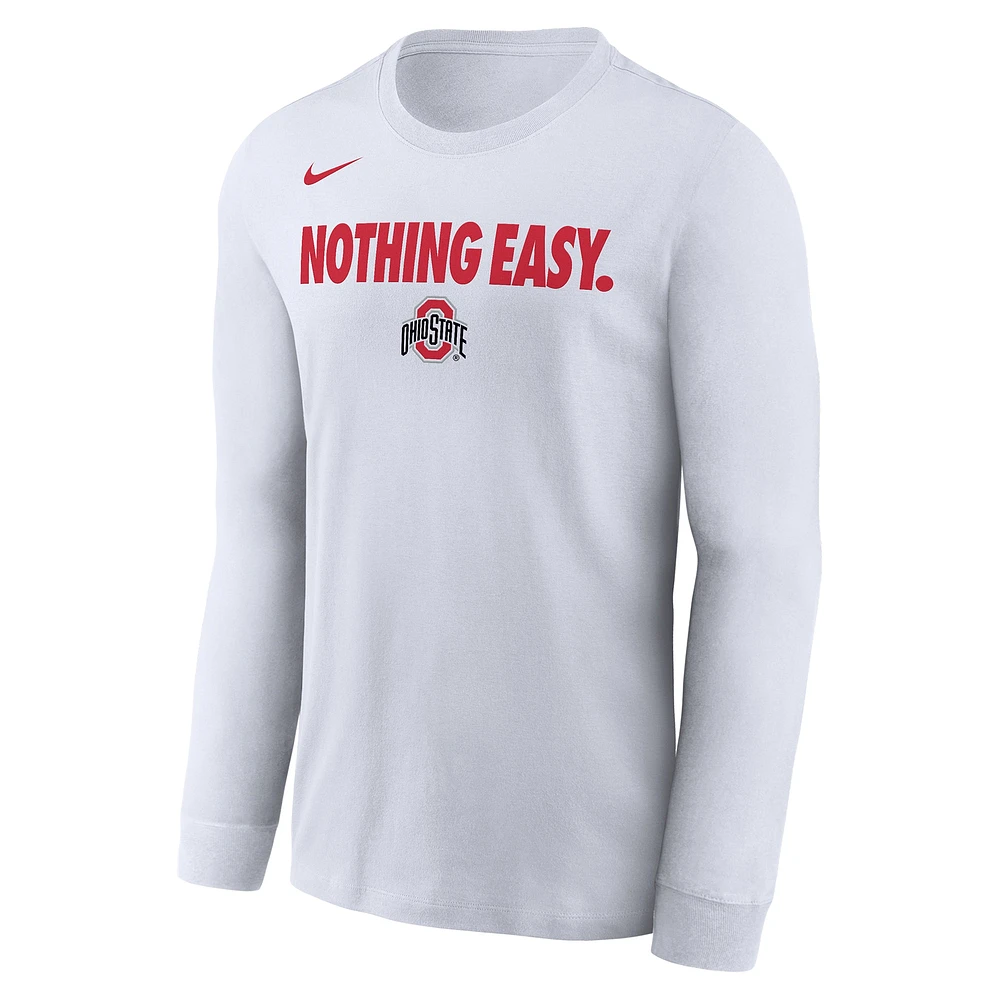 Men's Nike White Ohio State Buckeyes 2025 On-Court Bench Long Sleeve T-Shirt
