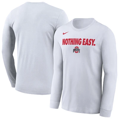 Men's Nike White Ohio State Buckeyes 2025 On-Court Bench Long Sleeve T-Shirt