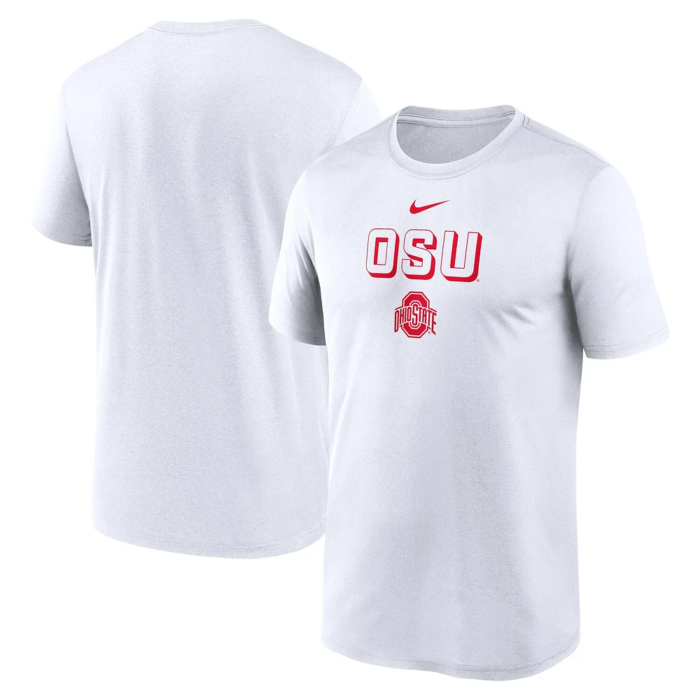 Men's Nike White Ohio State Buckeyes 2025 Sideline Legend Performance T-Shirt