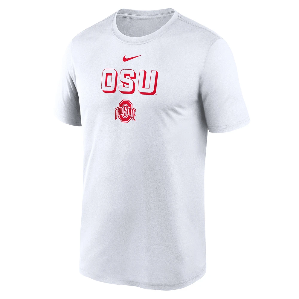 Men's Nike White Ohio State Buckeyes 2025 Sideline Legend Performance T-Shirt