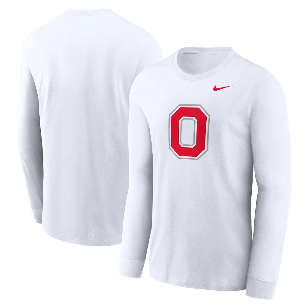 T-shirt à manches longues avec logo alternatif Nike Ohio State Buckeyes pour homme blanc