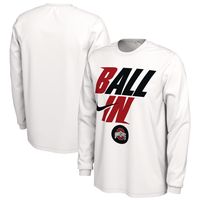 Men's Nike White Ohio State Buckeyes Ball Bench Long Sleeve T-Shirt