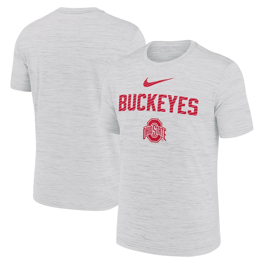 T-shirt Nike blanc Ohio State Buckeyes Campus Slant Velocity Performance pour homme